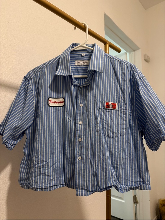Fortunate LA Other - Fortunate LA Pinstripe Mechanic Cropped Button Up